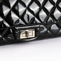 CHANEL - Sac à main 2.55 Jumbo cuir vernis noir - Hand Shoulder Bag