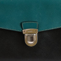 PRADA - Pochette Two Tone cuir Saffiano noir bleu - Clutch Pouch Bag