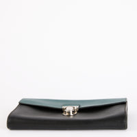 PRADA - Pochette Two Tone cuir Saffiano noir bleu - Clutch Pouch Bag