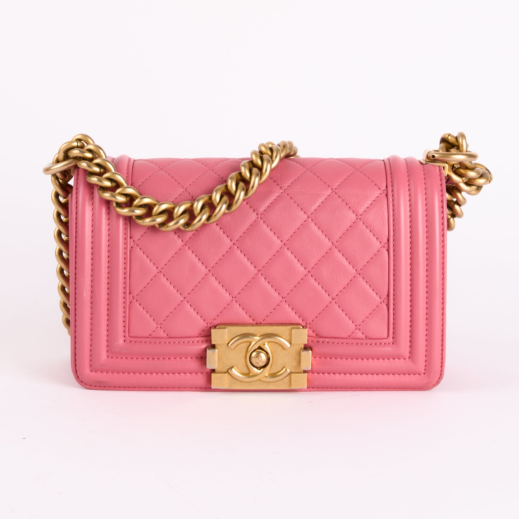 CHANEL - Sac bandoulière Boy Small cuir rose - Hand Shoulder Bag