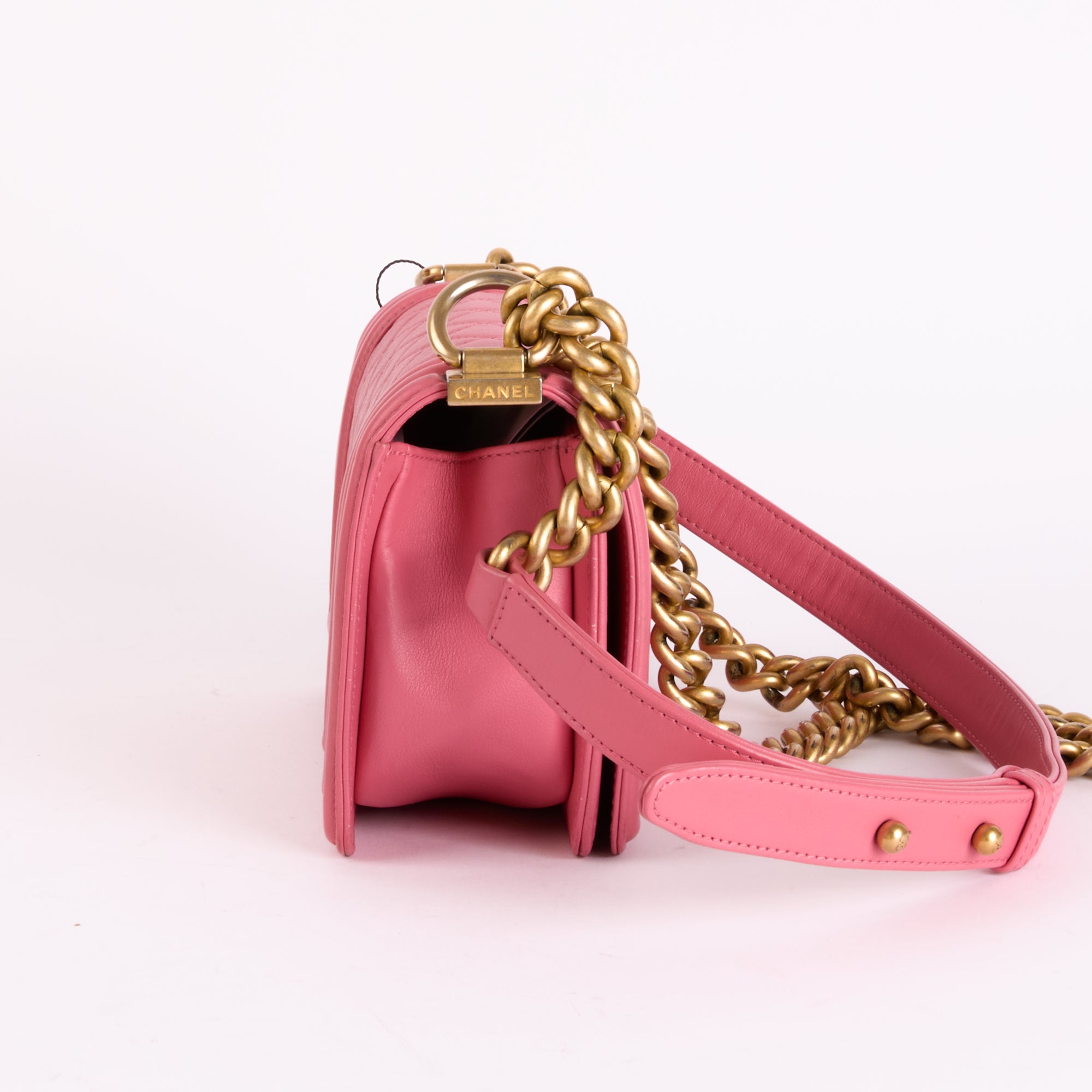 CHANEL - Sac bandoulière Boy Small cuir rose - Hand Shoulder Bag