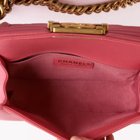 CHANEL - Sac bandoulière Boy Small cuir rose - Hand Shoulder Bag
