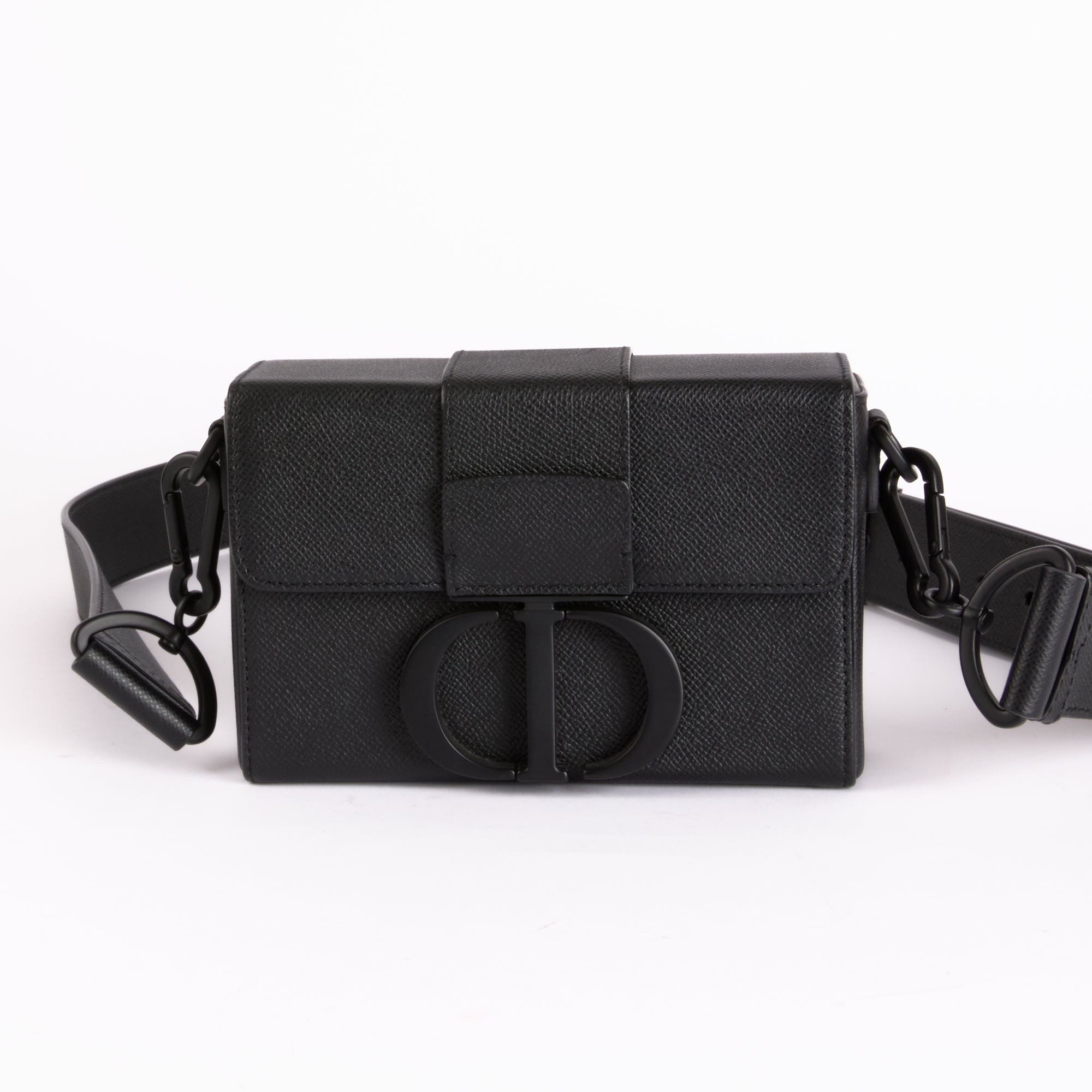 DIOR - Box 30 Montaigne Handbag in Black Leather - Hand and Shoulder Bag