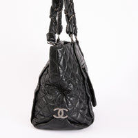 CHANEL - Sac à main Cabas Lady Braid cuir noir vieilli - Hand Bag