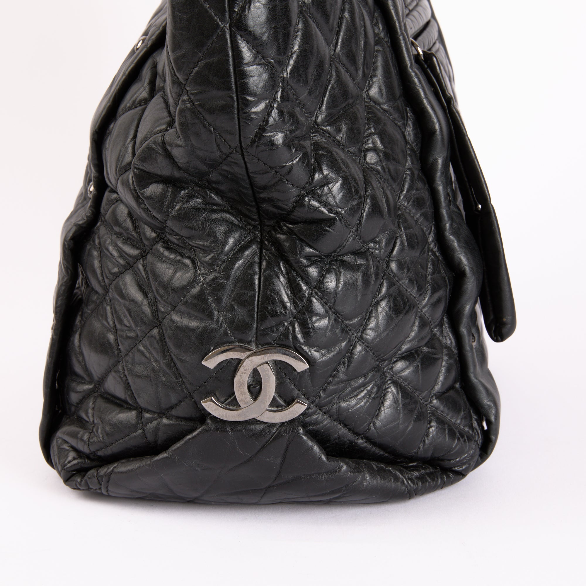 CHANEL - Sac à main Cabas Lady Braid cuir noir vieilli - Hand Bag