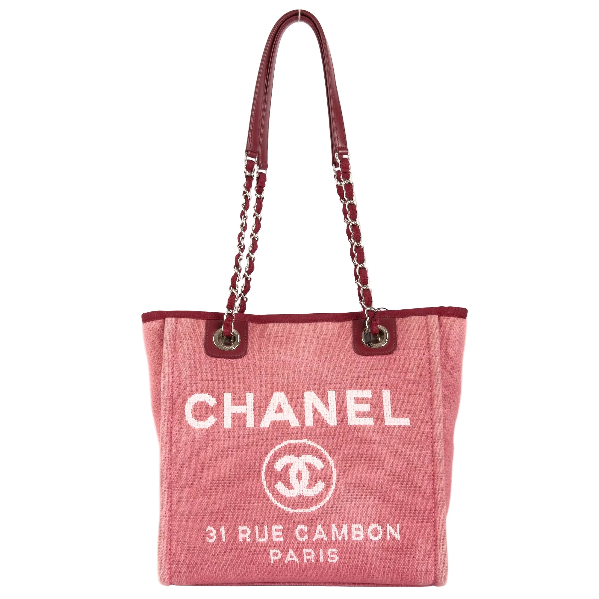 CHANEL - Deauville Tote Bag in Small Pink Canvas - Handbag