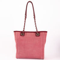 CHANEL - Deauville Tote Bag in Small Pink Canvas - Handbag