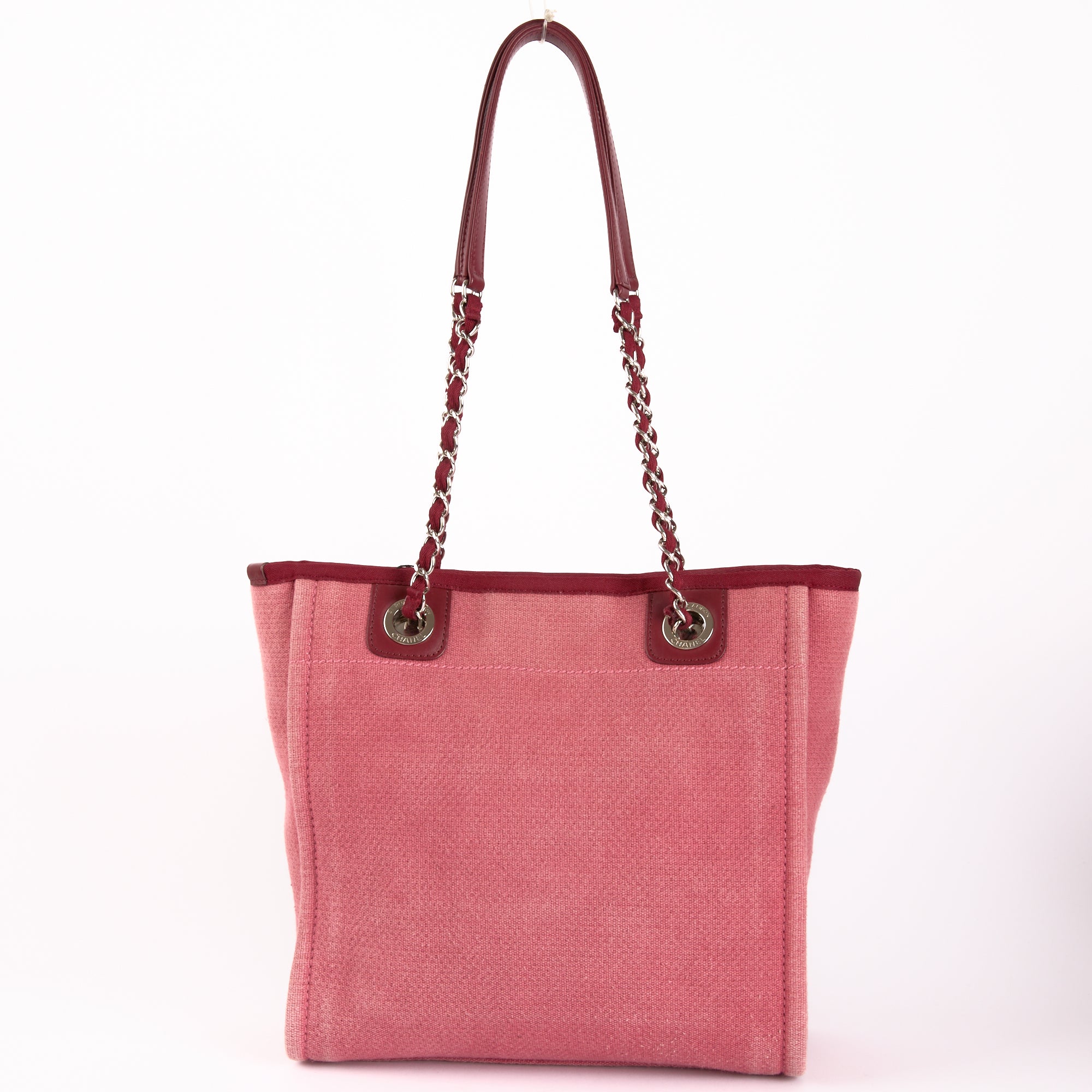 CHANEL - Deauville Tote Bag in Small Pink Canvas - Handbag