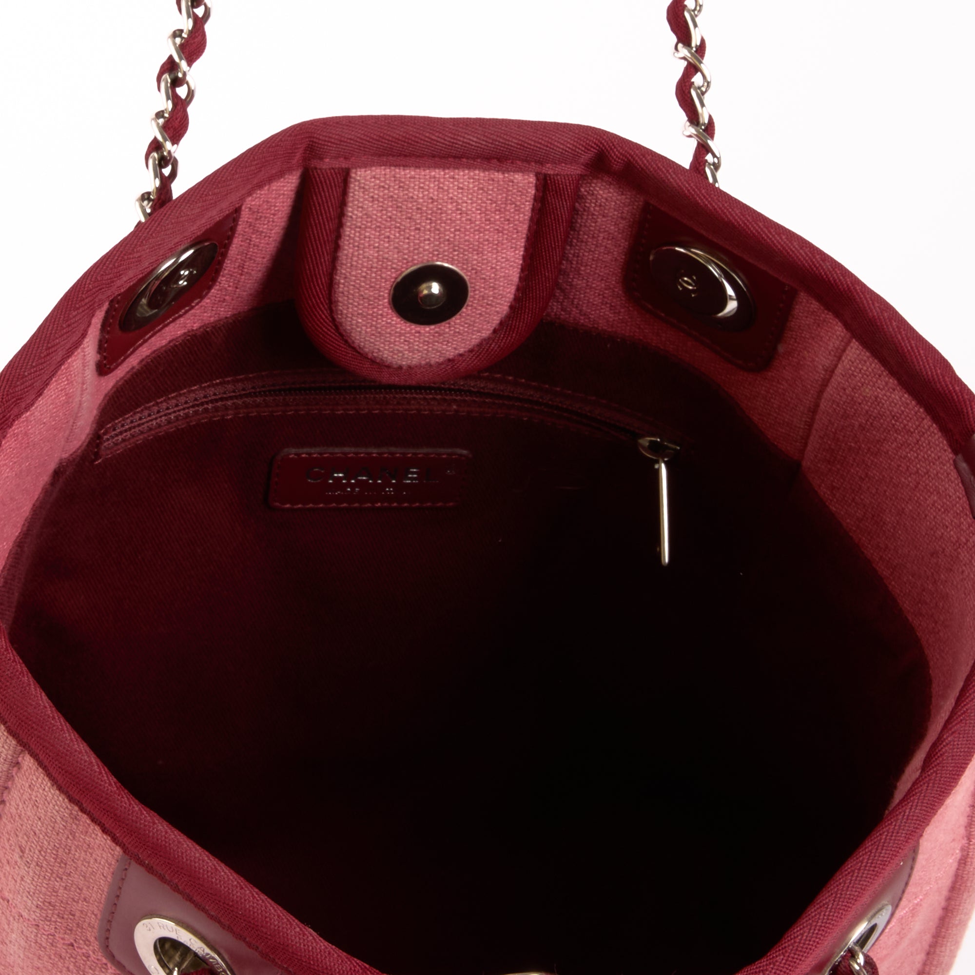 CHANEL - Deauville Tote Bag in Small Pink Canvas - Handbag