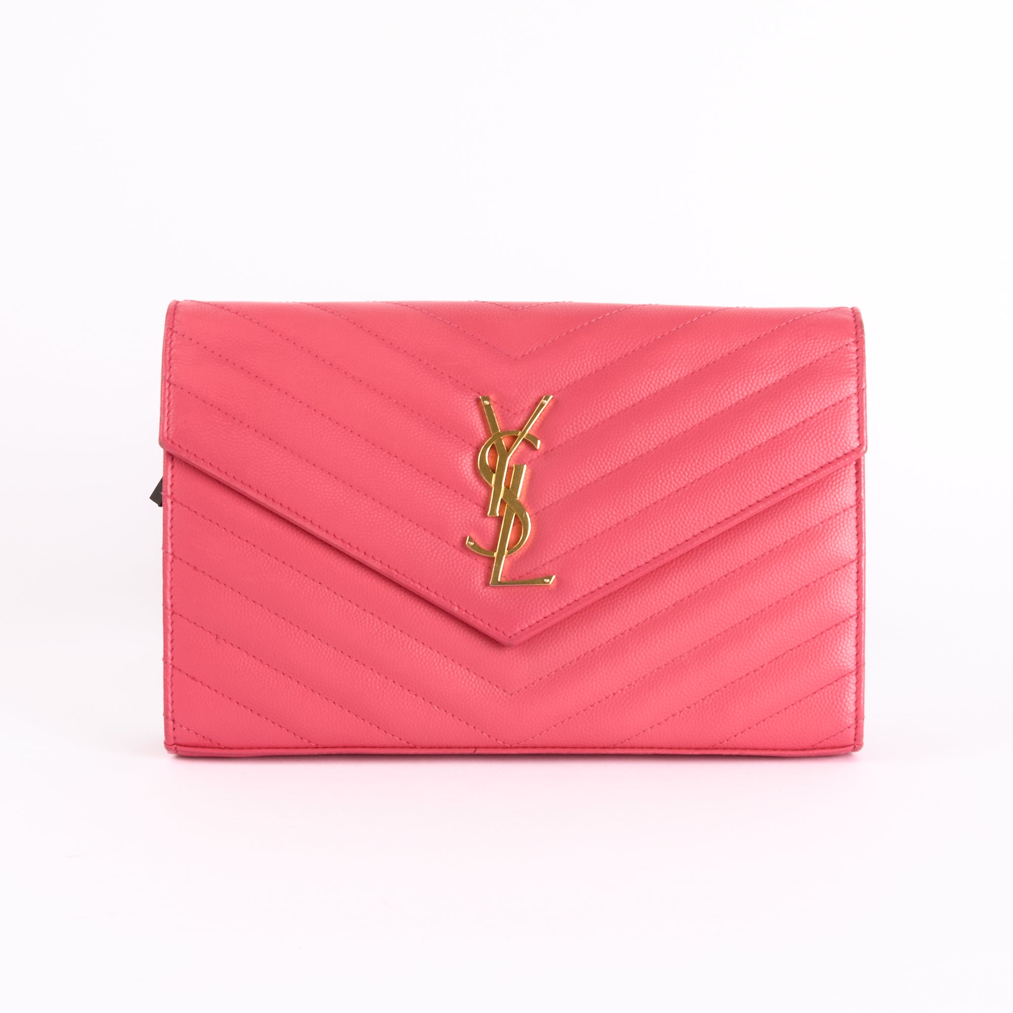 SAINT LAURENT - Sac bandoulière Enveloppe Cassandre cuir rose - Hand Bag