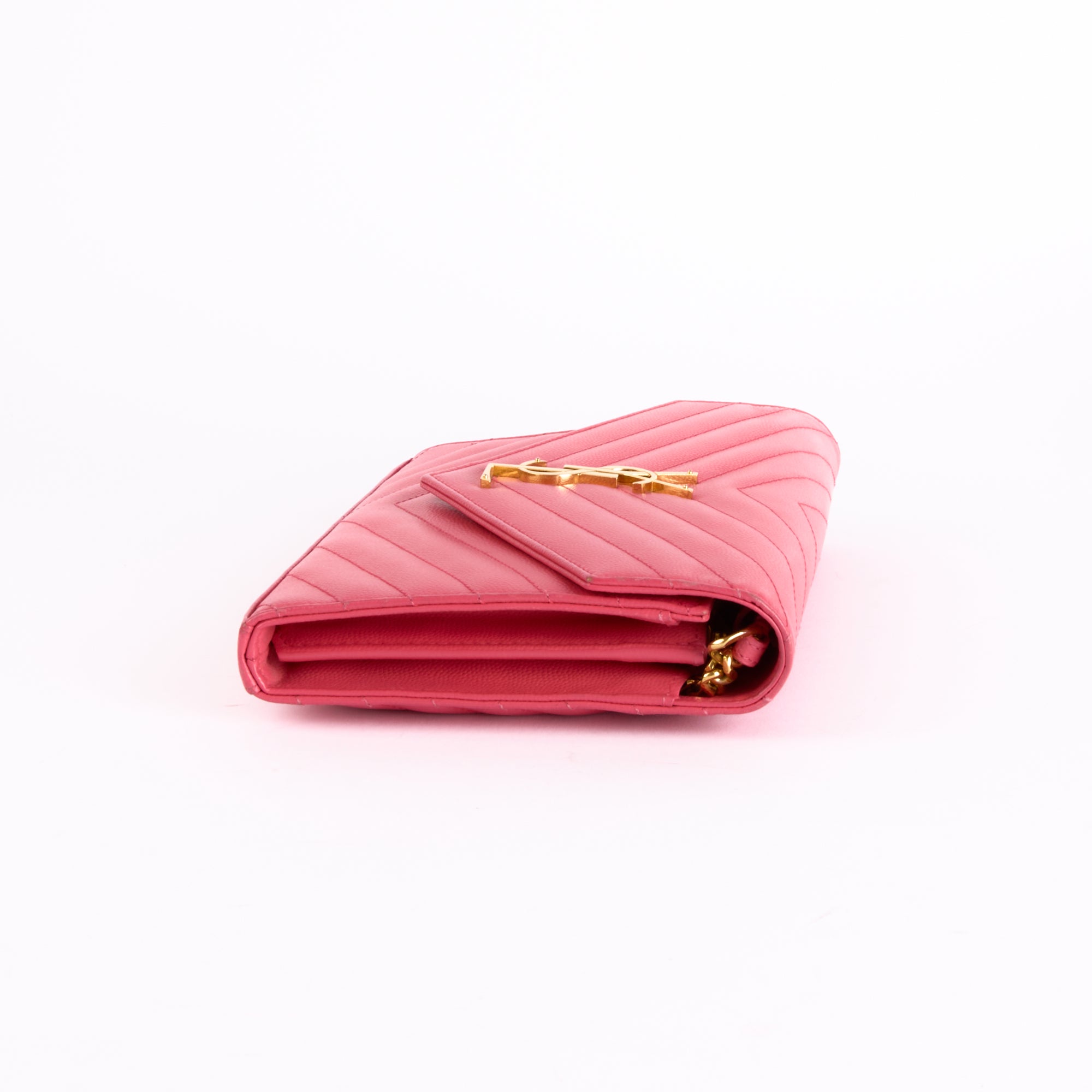 SAINT LAURENT - Sac bandoulière Enveloppe Cassandre cuir rose - Hand Bag