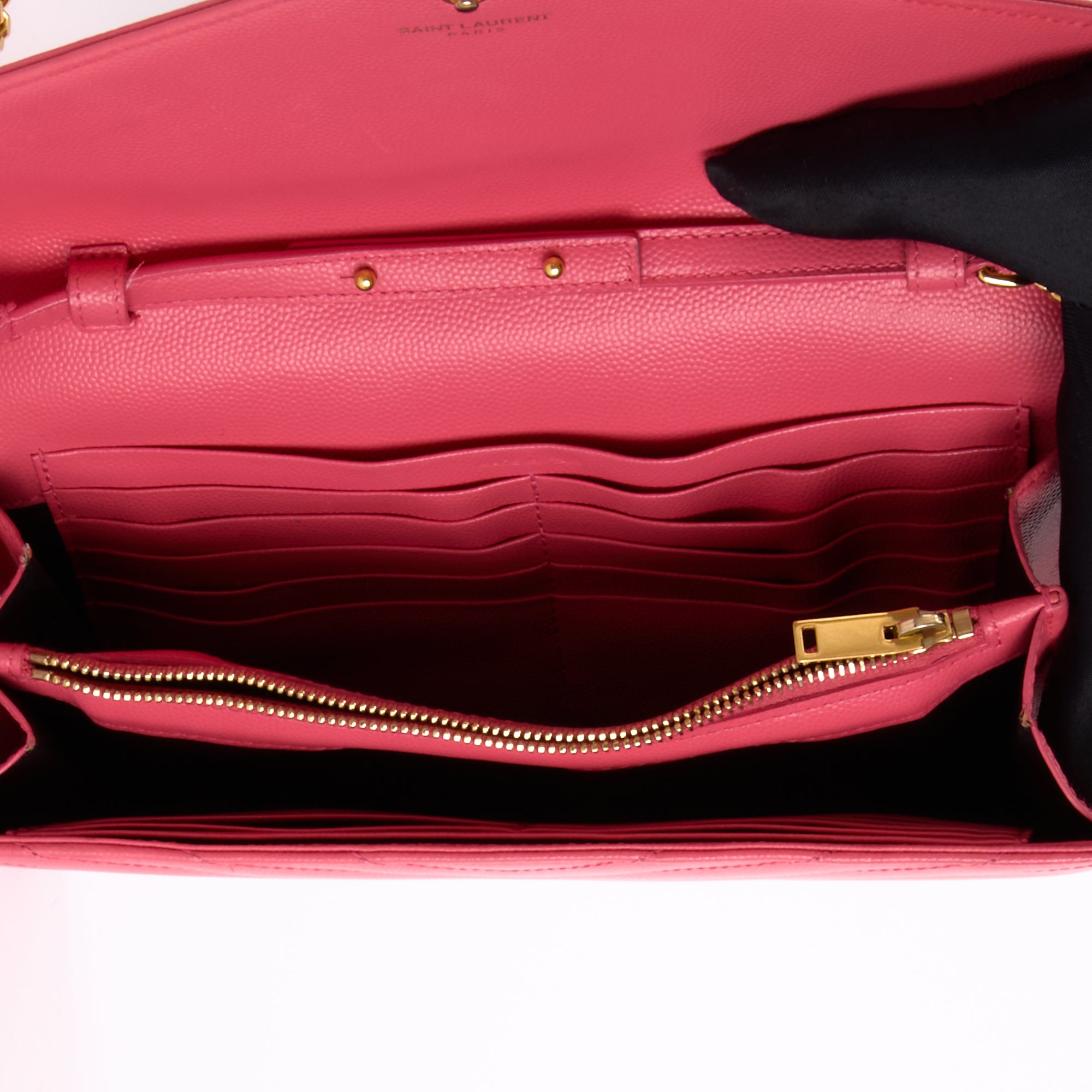 SAINT LAURENT - Sac bandoulière Enveloppe Cassandre cuir rose - Hand Bag