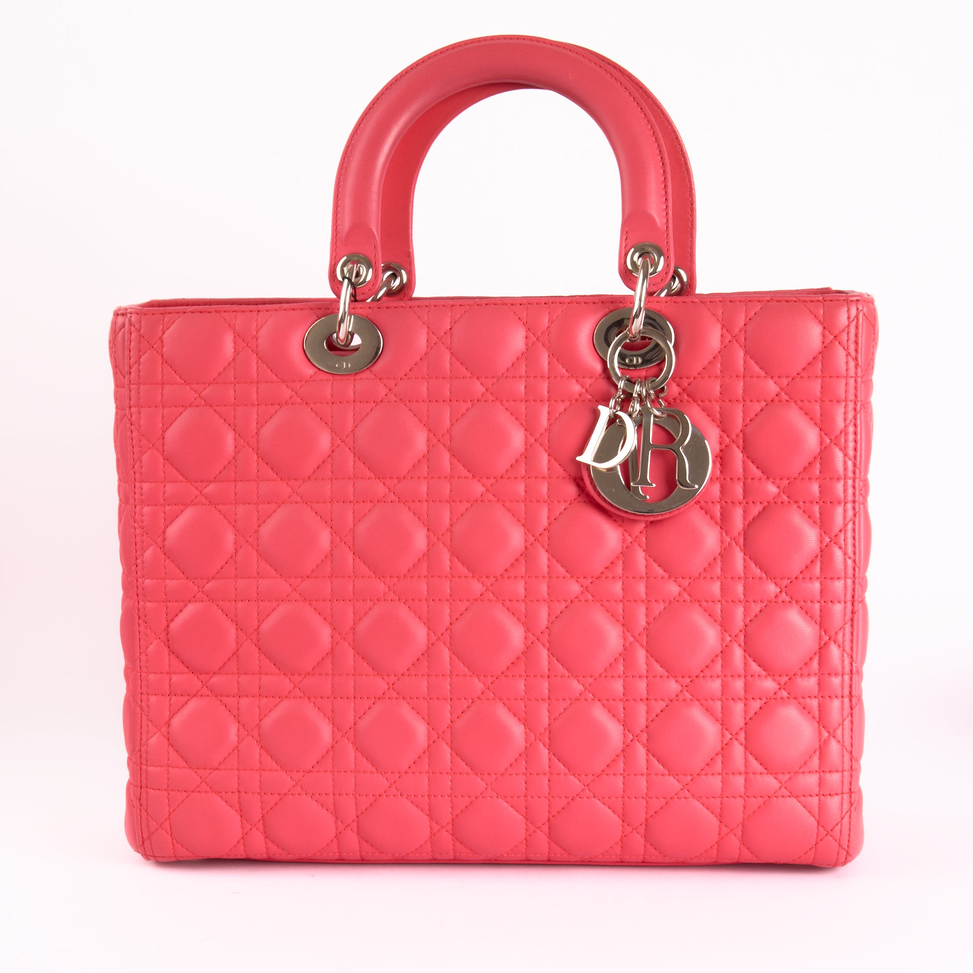 DIOR - Sac à main Large Lady Dior cuir Rose - Hand Bag