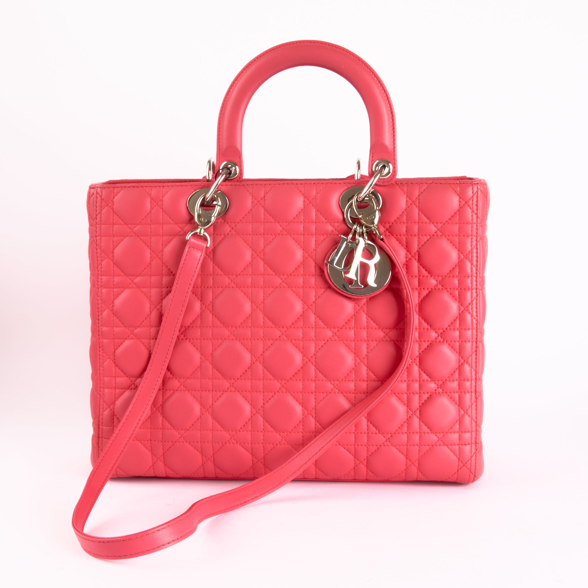 DIOR - Sac à main Large Lady Dior cuir Rose - Hand Bag