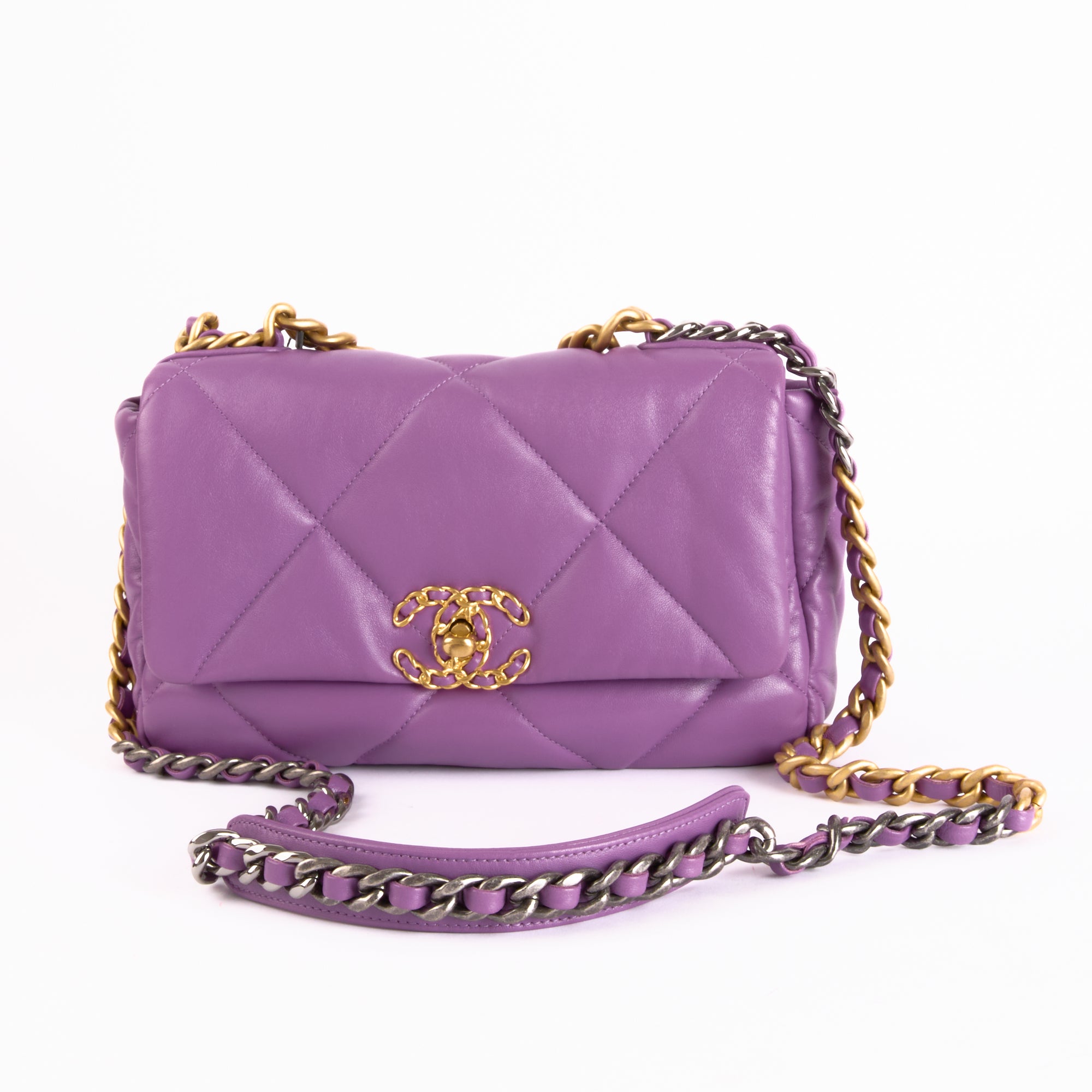 CHANEL - Sac bandoulière 19 Small cuir Violet - Hand Bag