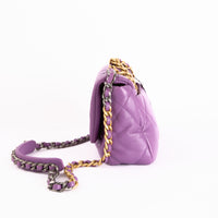 CHANEL - Sac bandoulière 19 Small cuir Violet - Hand Bag
