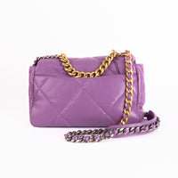 CHANEL - Sac bandoulière 19 Small cuir Violet - Hand Bag
