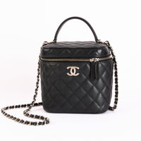 CHANEL - Sac bandoulière Vanity CC cuir caviar noir - Hand Bag