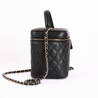 CHANEL - Sac bandoulière Vanity CC cuir caviar noir - Hand Bag