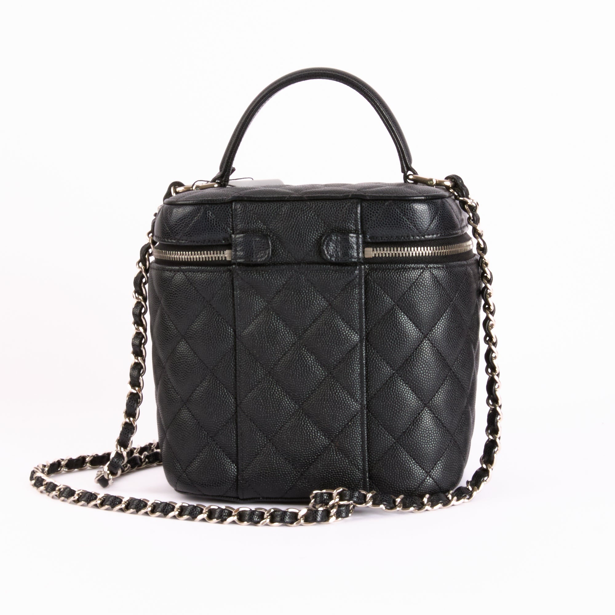 CHANEL - Sac bandoulière Vanity CC cuir caviar noir - Hand Bag