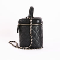 CHANEL - Sac bandoulière Vanity CC cuir caviar noir - Hand Bag