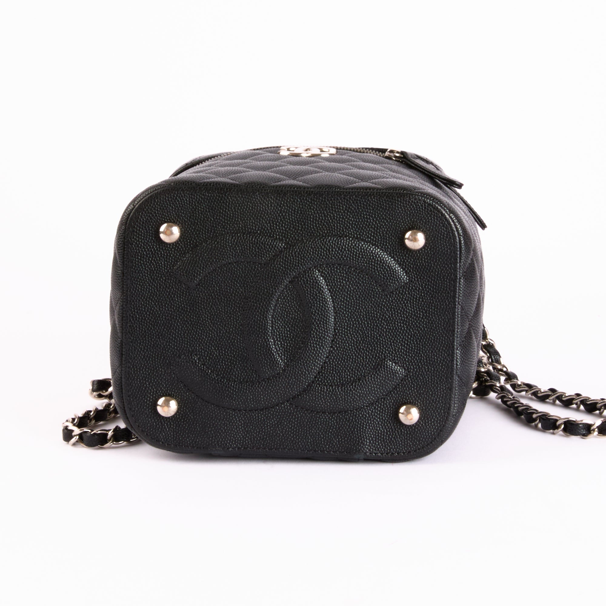 CHANEL - Sac bandoulière Vanity CC cuir caviar noir - Hand Bag