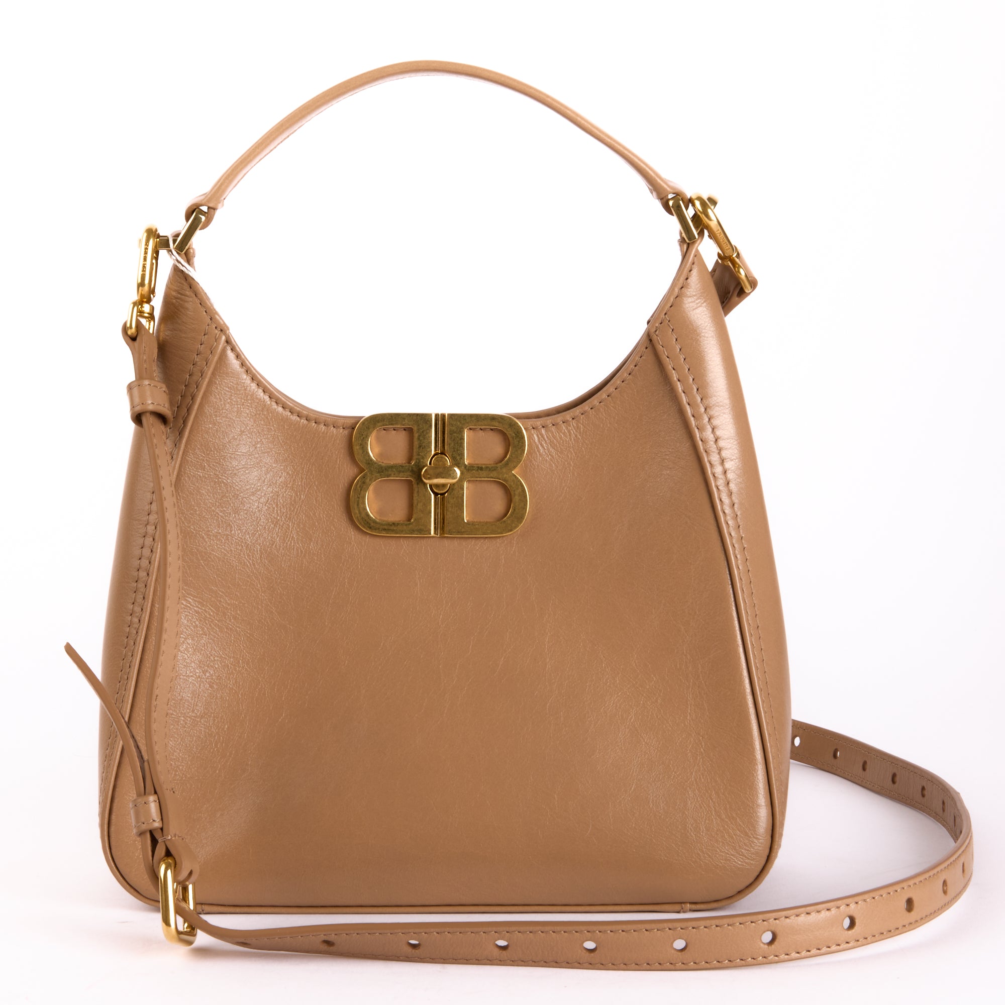 BALENCIAGA - Sac à main BB Soft Hobo Small cuir beige - Hand Bag