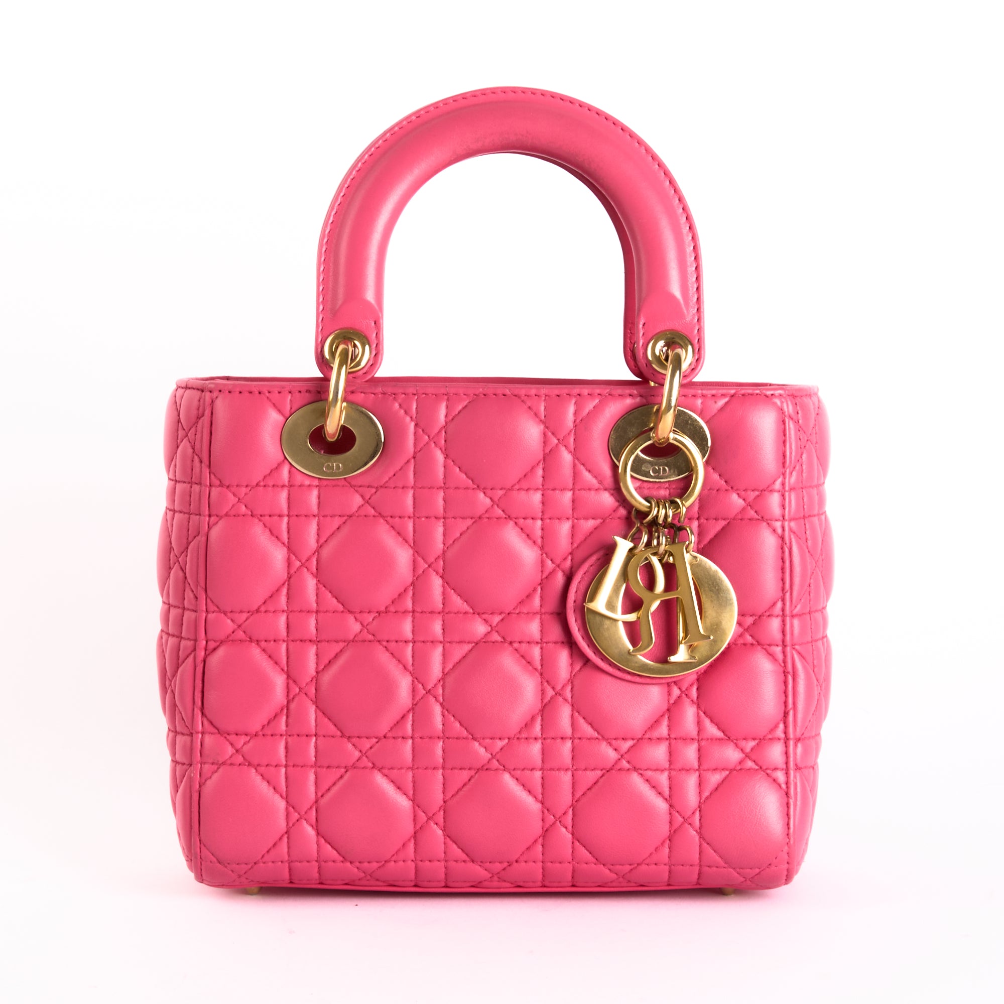 DIOR - Sac à main Lady Dior Small cuir rose - Hand Bag