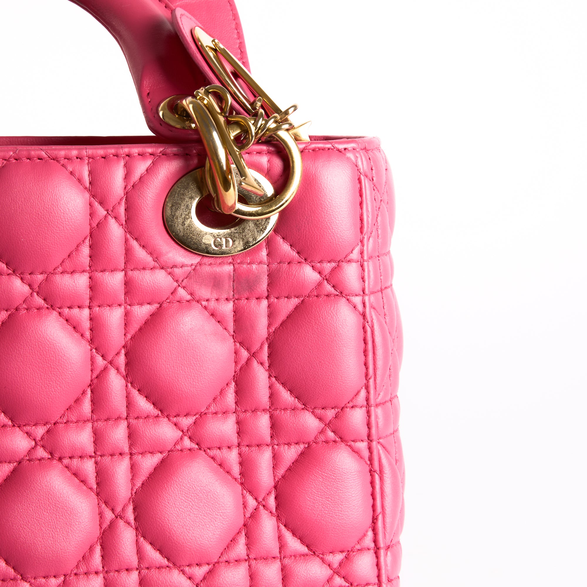 DIOR - Sac à main Lady Dior Small cuir rose - Hand Bag