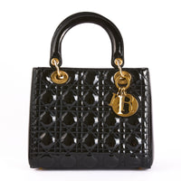 DIOR - Sac à main Lady Medium cuir vernis Noir - Hand Bag