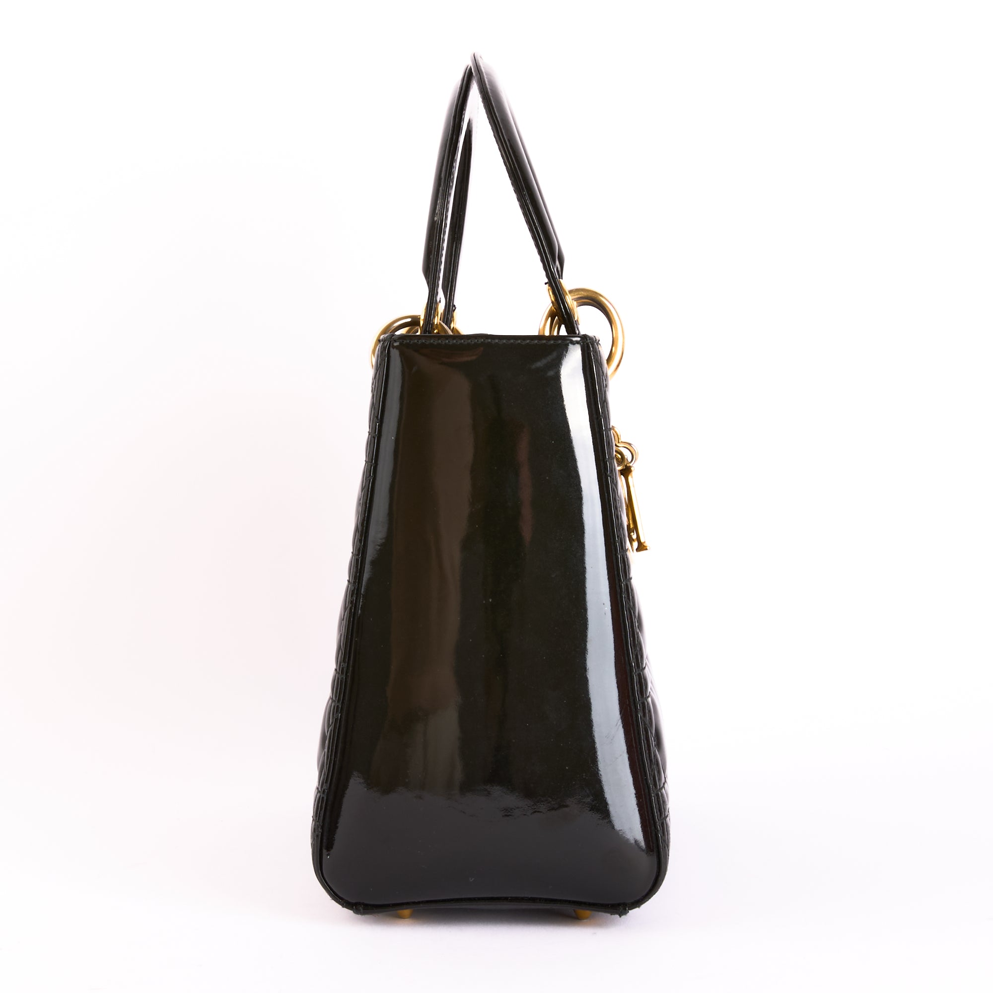 DIOR - Sac à main Lady Medium cuir vernis Noir - Hand Bag