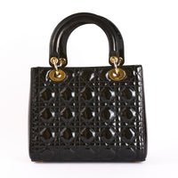 DIOR - Sac à main Lady Medium cuir vernis Noir - Hand Bag