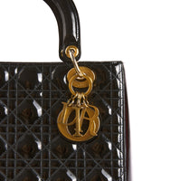 DIOR - Sac à main Lady Medium cuir vernis Noir - Hand Bag