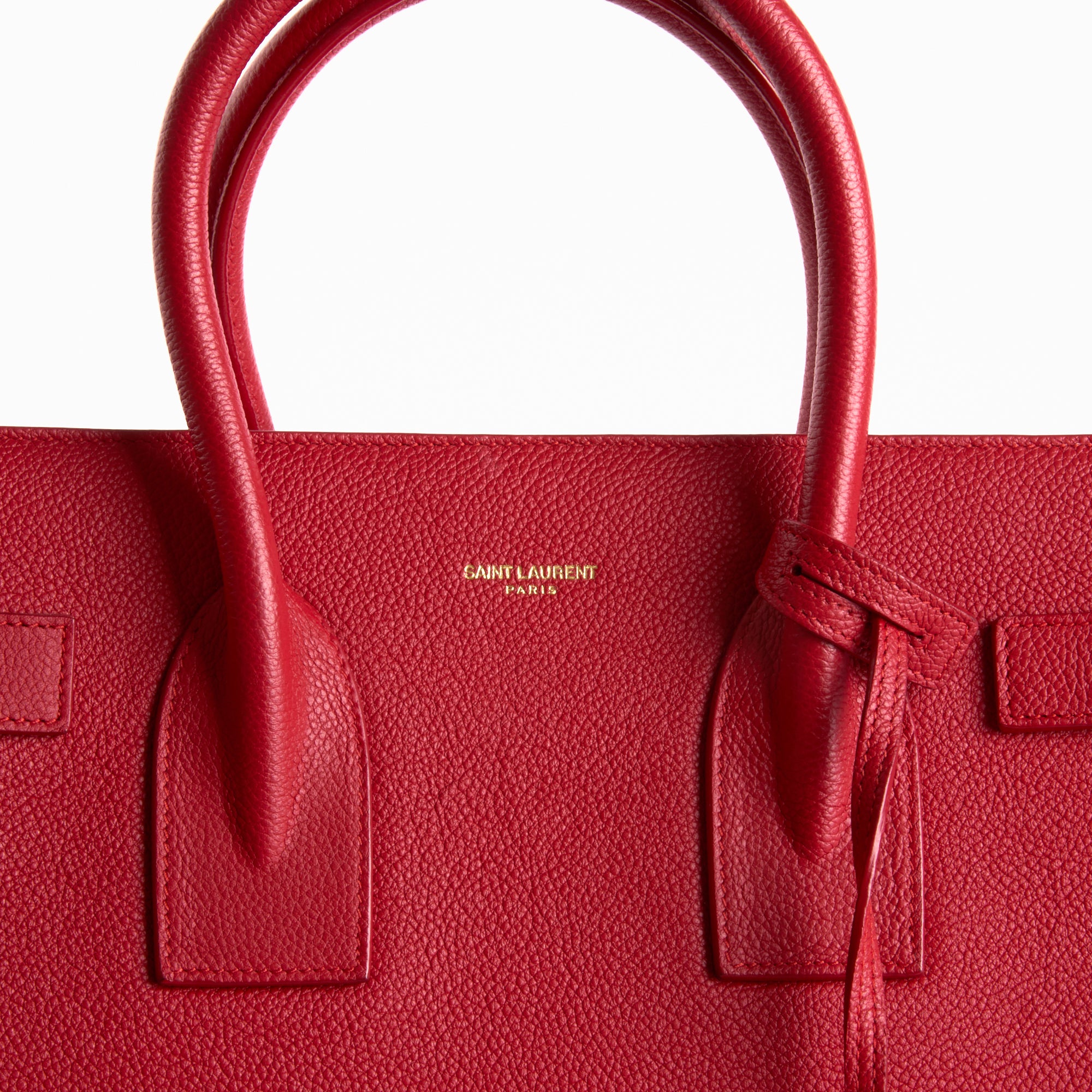 SAINT LAURENT - Large Red Leather Day Handbag 