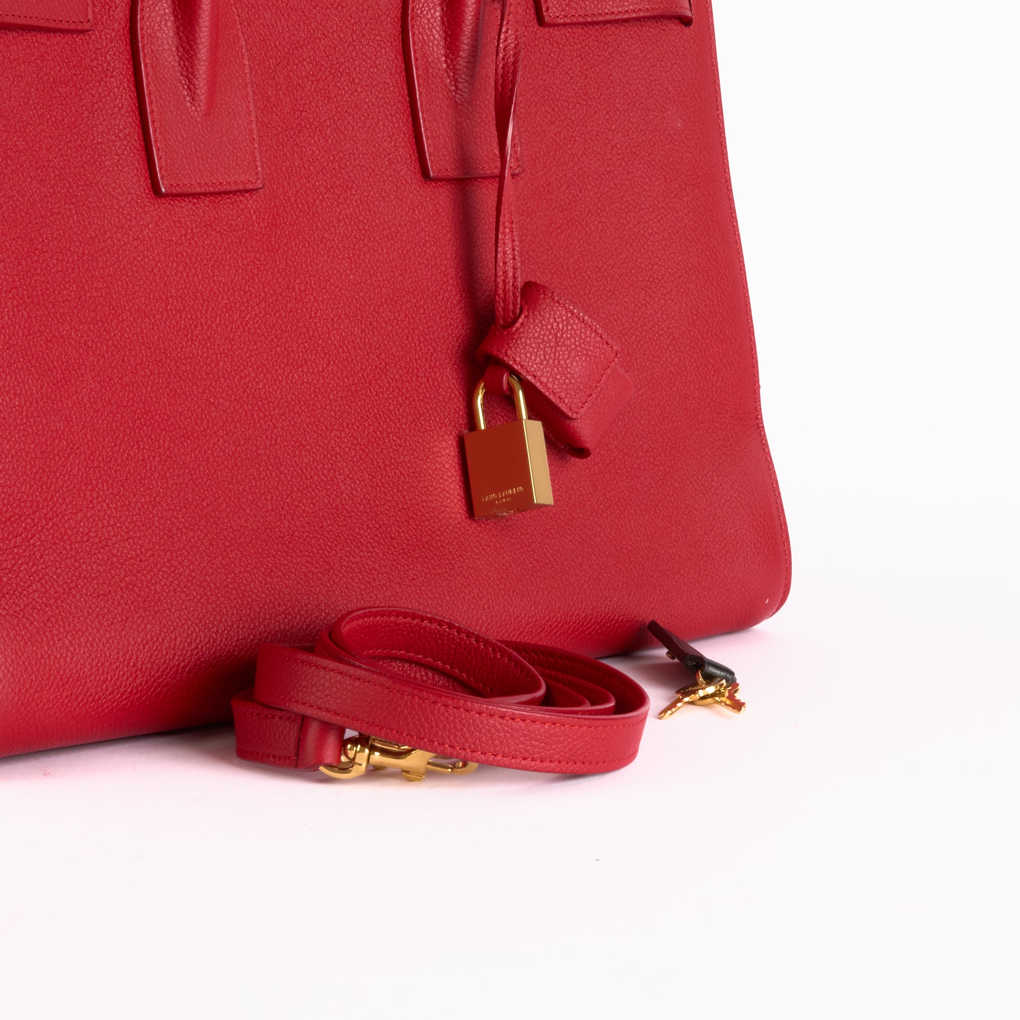 SAINT LAURENT - Large Red Leather Day Handbag 