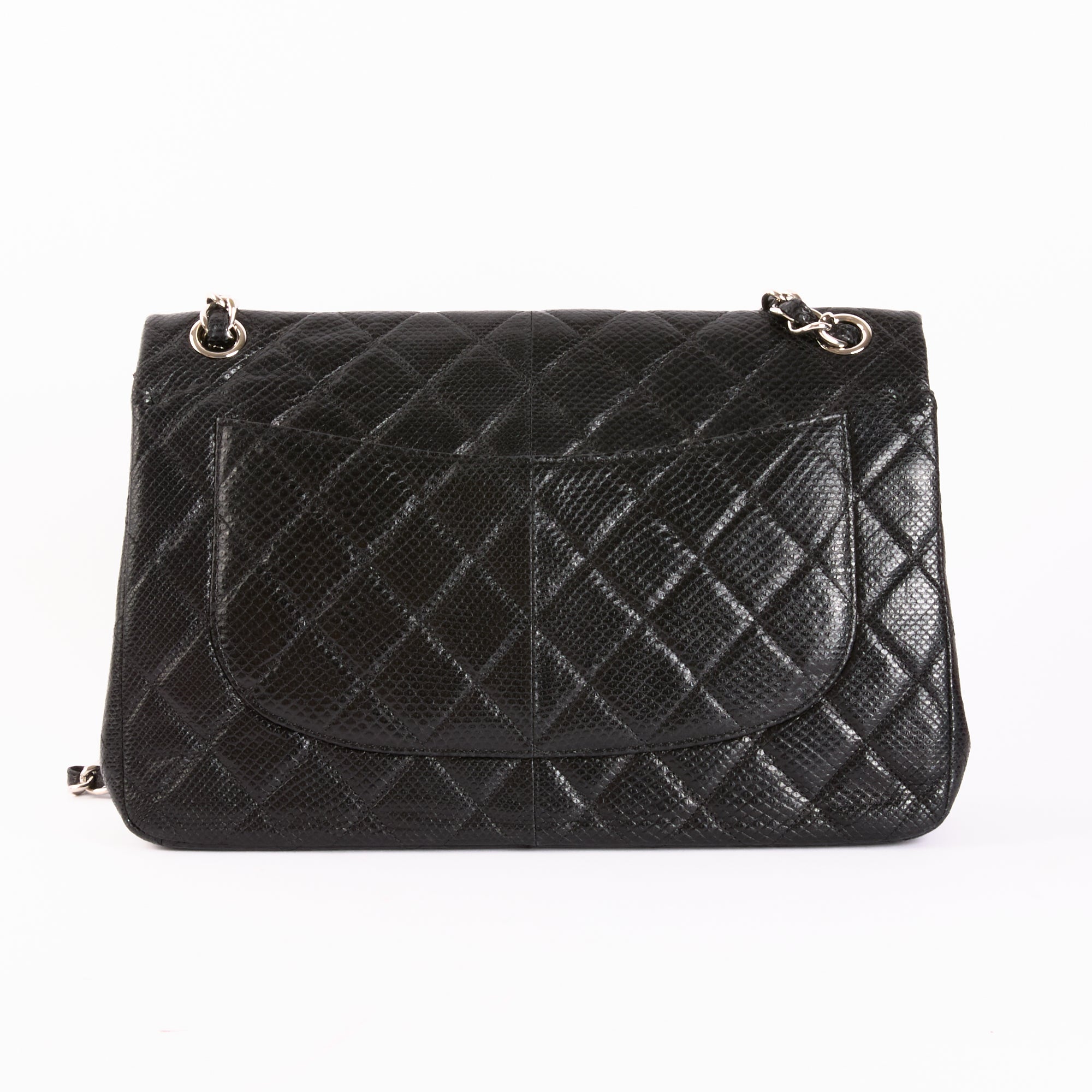 CHANEL - Sac bandoulière Jumbo cuir serpent noir - Hand bag
