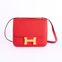 HERMES - Constance 18 handbag in Epsom Red leather - Hand bag 