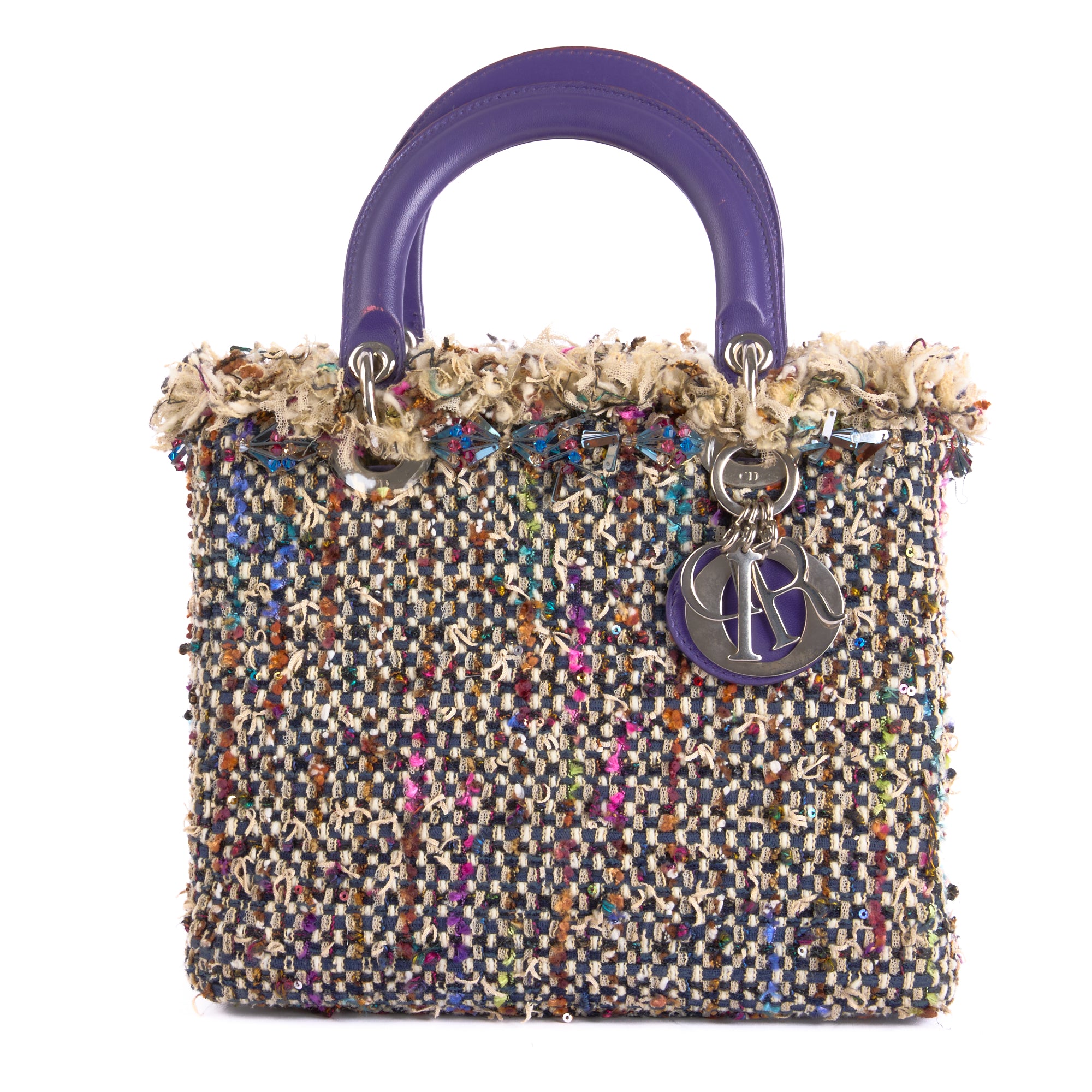 DIOR - Sac à main Lady Dior Medium Tweed Franges multicolore - Hand Bag