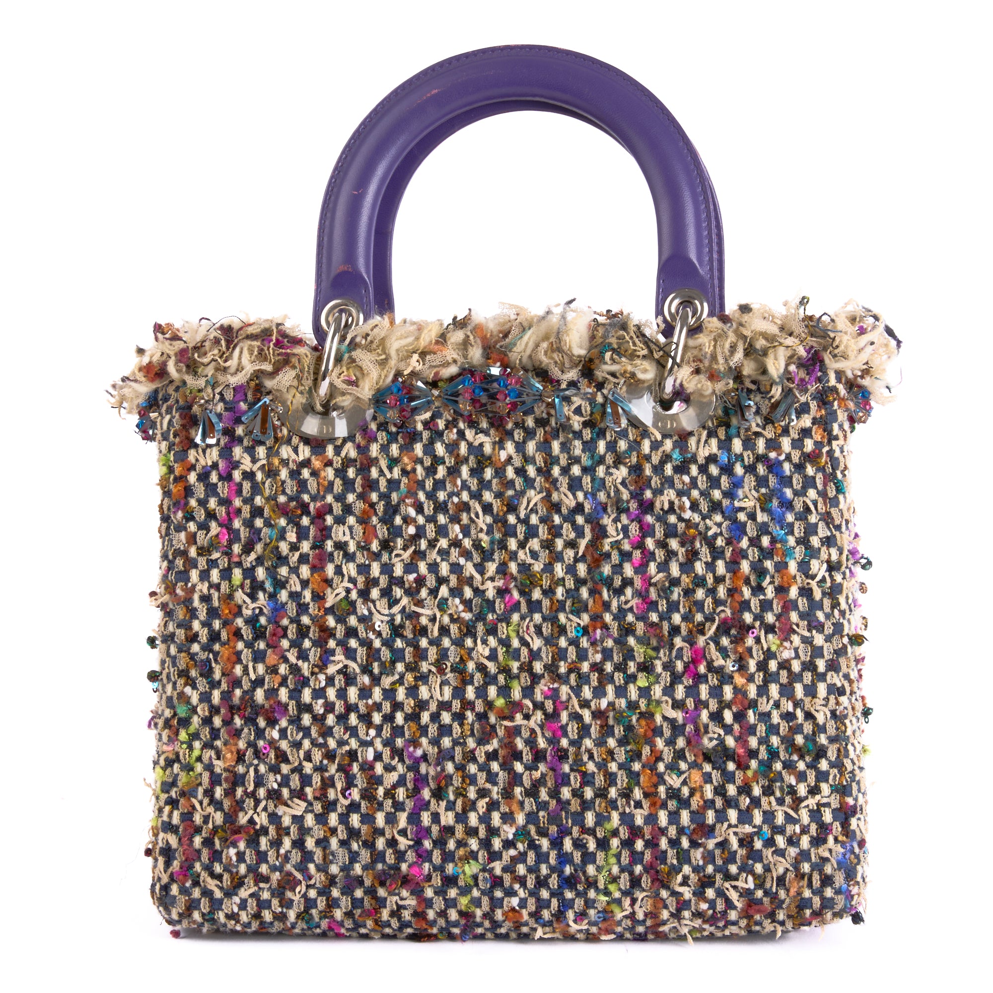 DIOR - Sac à main Lady Dior Medium Tweed Franges multicolore - Hand Bag