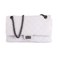 CHANEL - Sac à main 2.55 en Cuir Matelassé Blanc - Hand bag