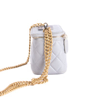 CHANEL - Sac bandoulière Vanity Logo cc cuir Gris - Hand Shoulder Bag