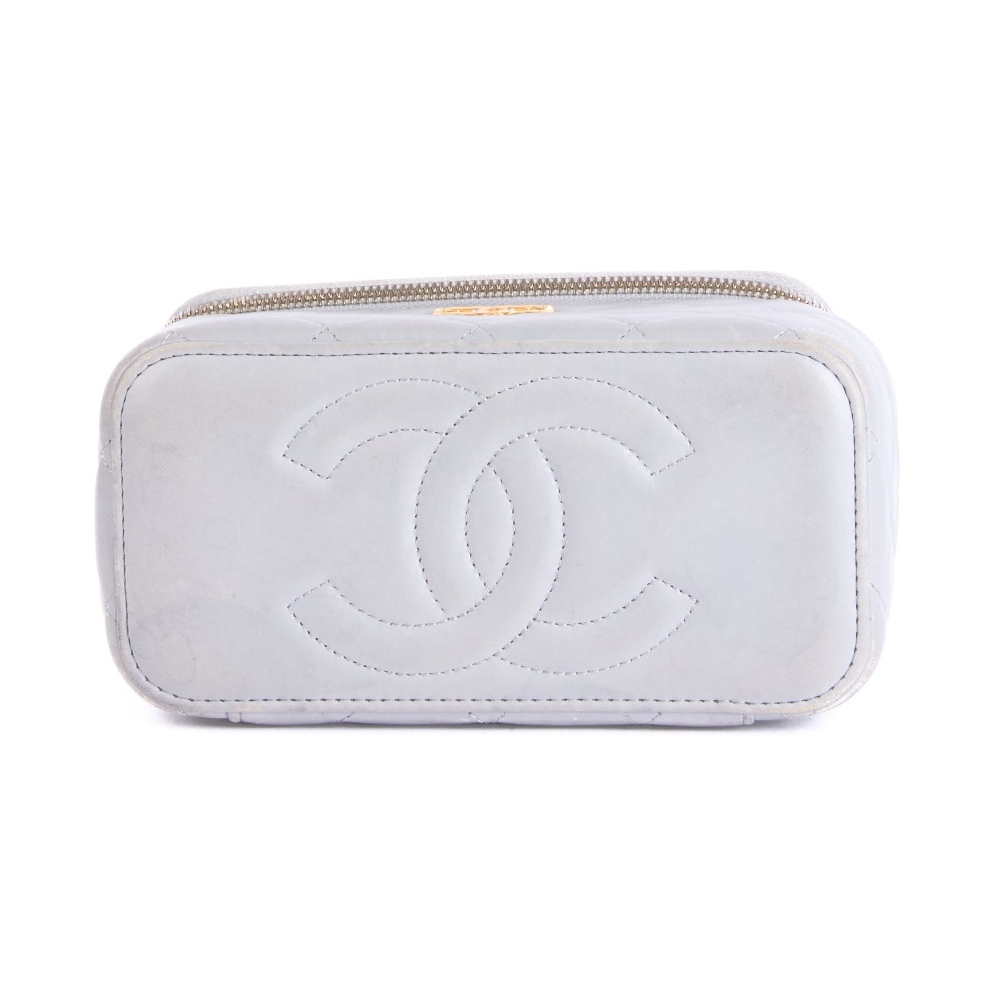 CHANEL - Sac bandoulière Vanity Logo cc cuir Gris - Hand Shoulder Bag