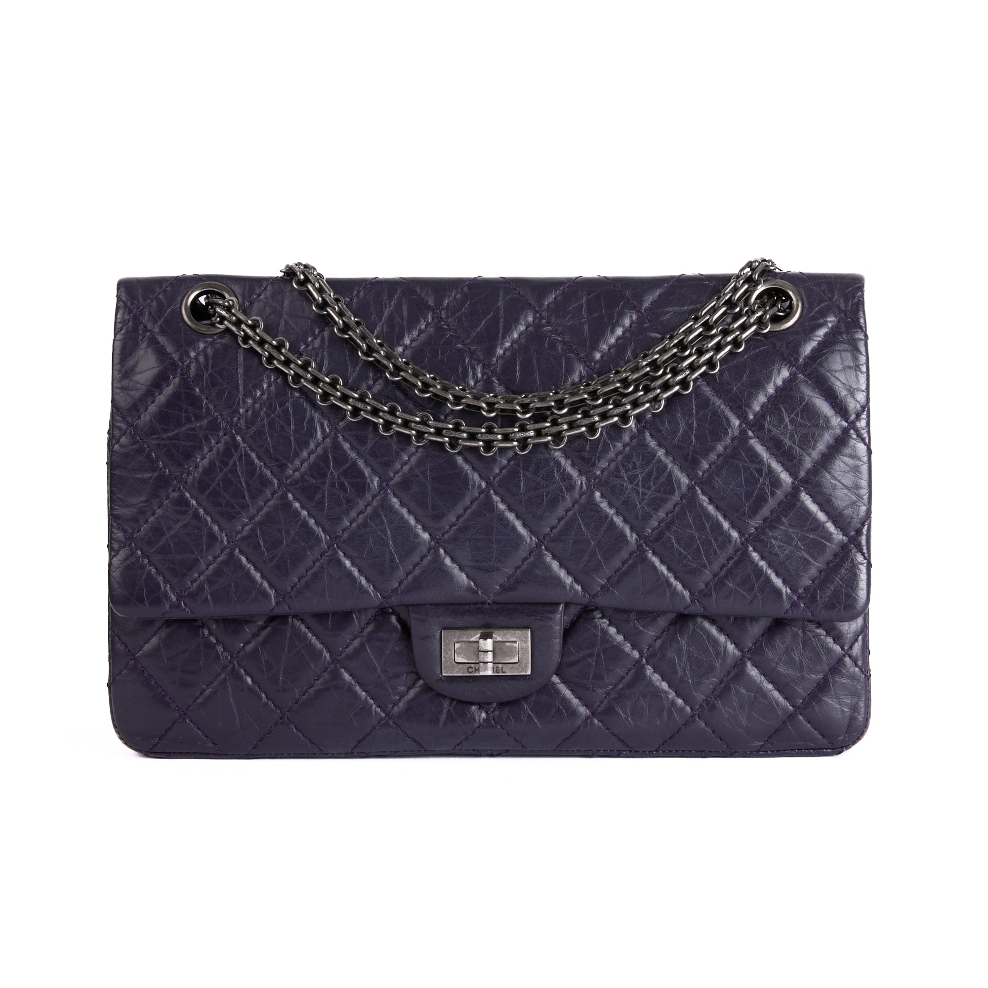 CHANEL - Sac bandoulière 2.55 Medium cuir violet - Hand Shoulder Bag