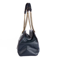 CHANEL - Sac à main Shopping Cambon Logo CC cuir bleu marine - Hand Bag