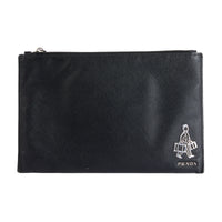 PRADA - Sac Pochette Voyage cuir Saffiano Noir - Clutch Pouch