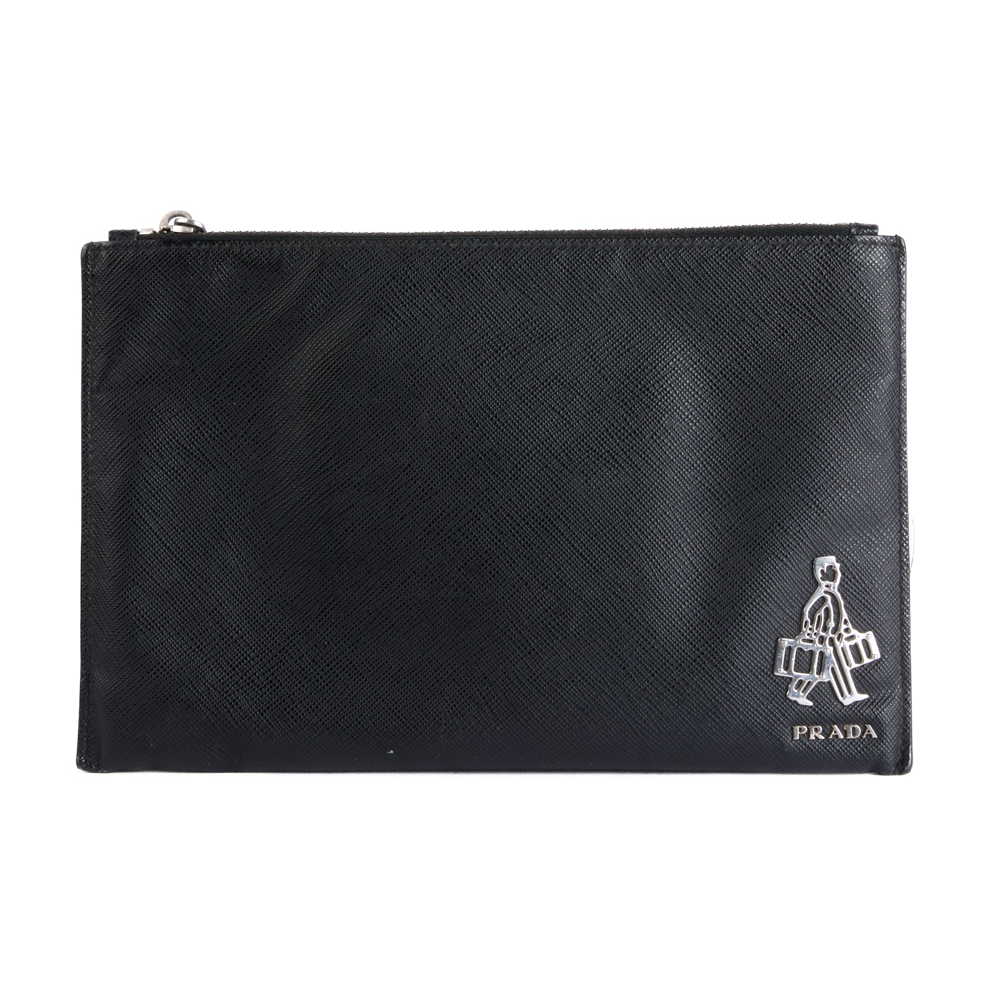 PRADA - Sac Pochette Voyage cuir Saffiano Noir - Clutch Pouch