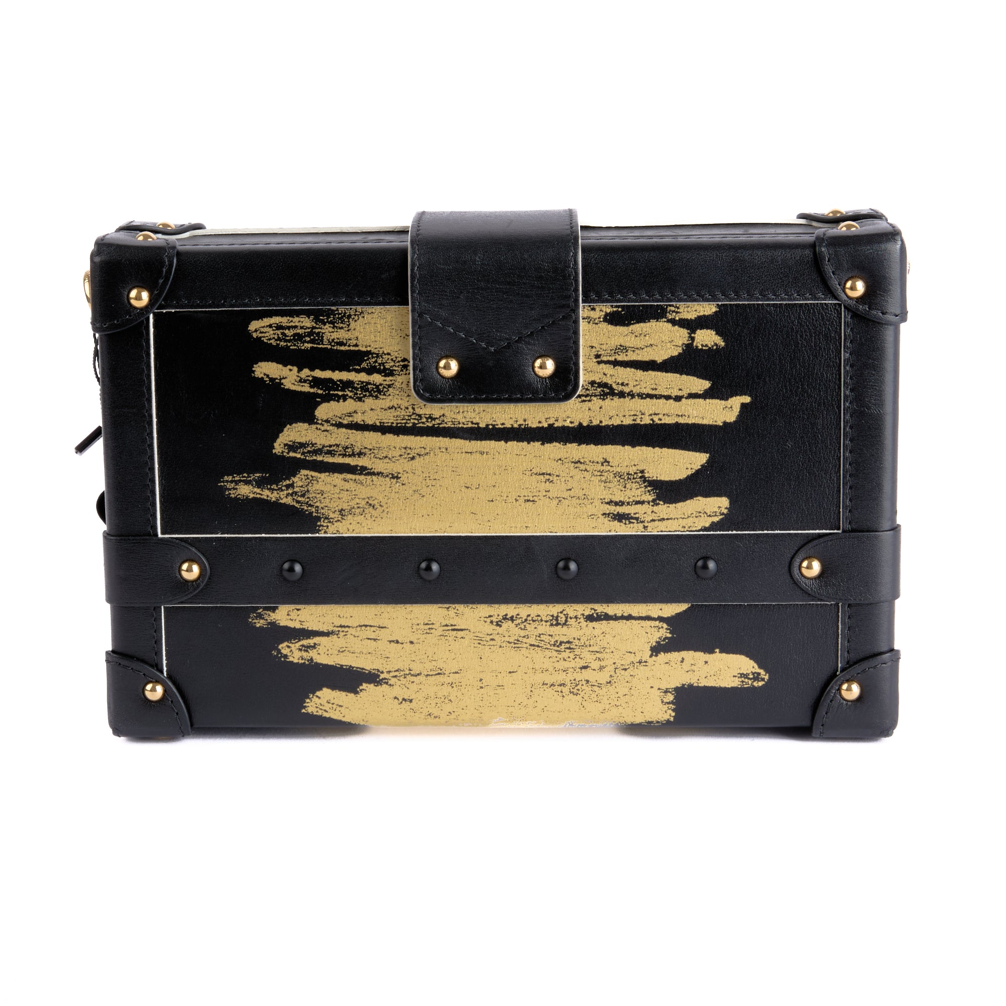 LOUIS VUITTON - Sac à main Petite Malle Édition Limitée Cuir Noir et Doré - Hand Bag