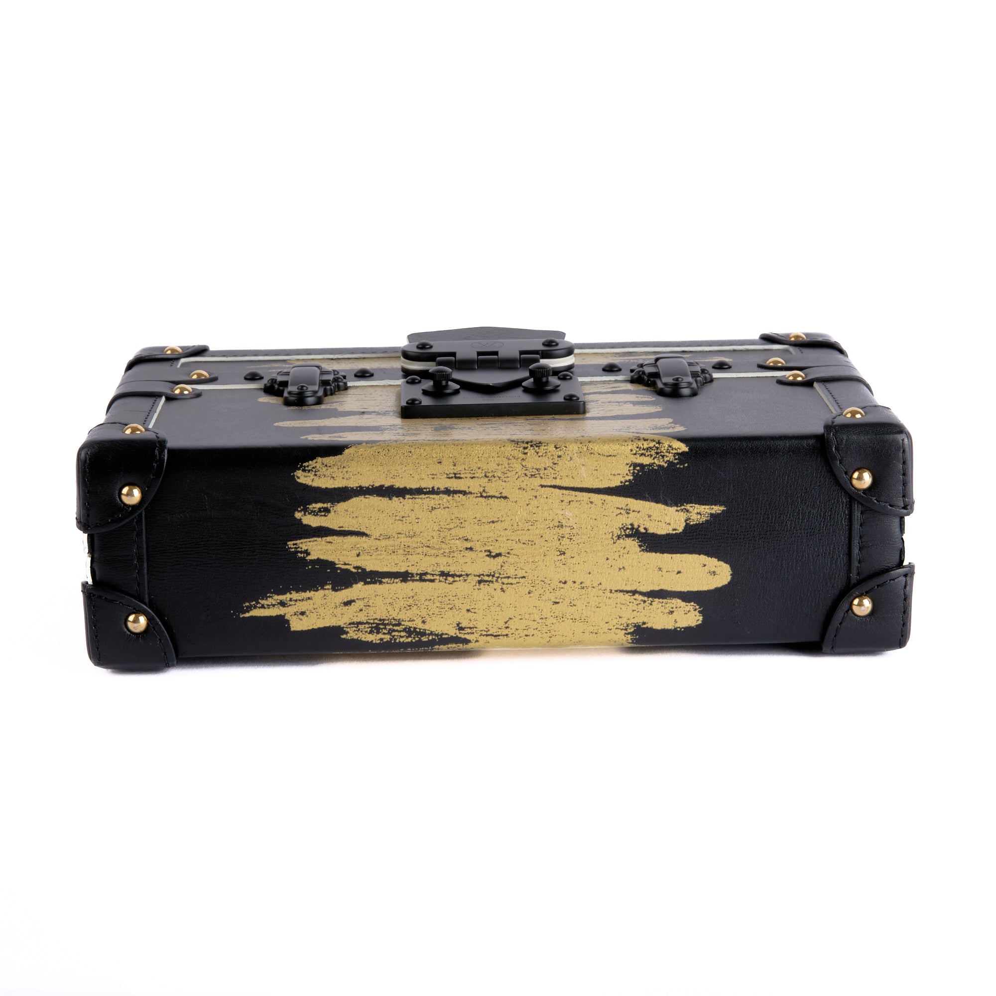 LOUIS VUITTON - Sac à main Petite Malle Édition Limitée Cuir Noir et Doré - Hand Bag