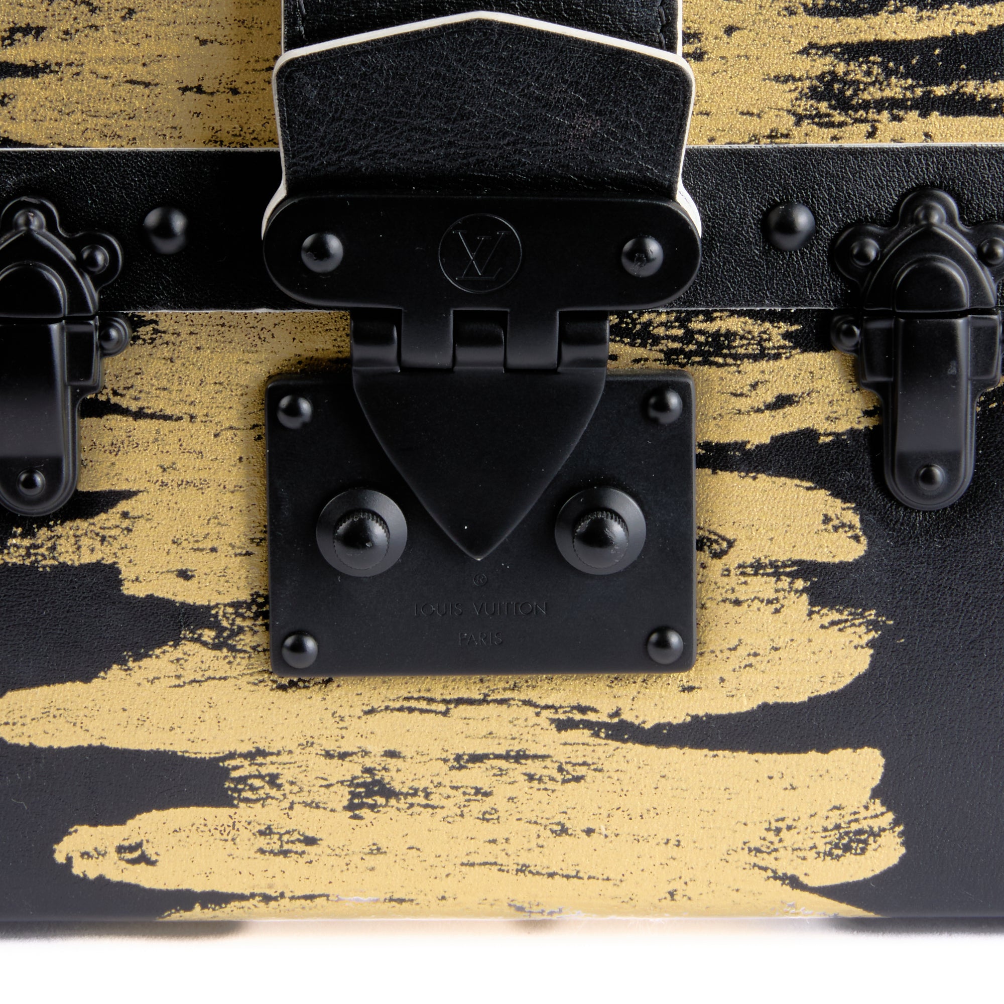 LOUIS VUITTON - Sac à main Petite Malle Édition Limitée Cuir Noir et Doré - Hand Bag