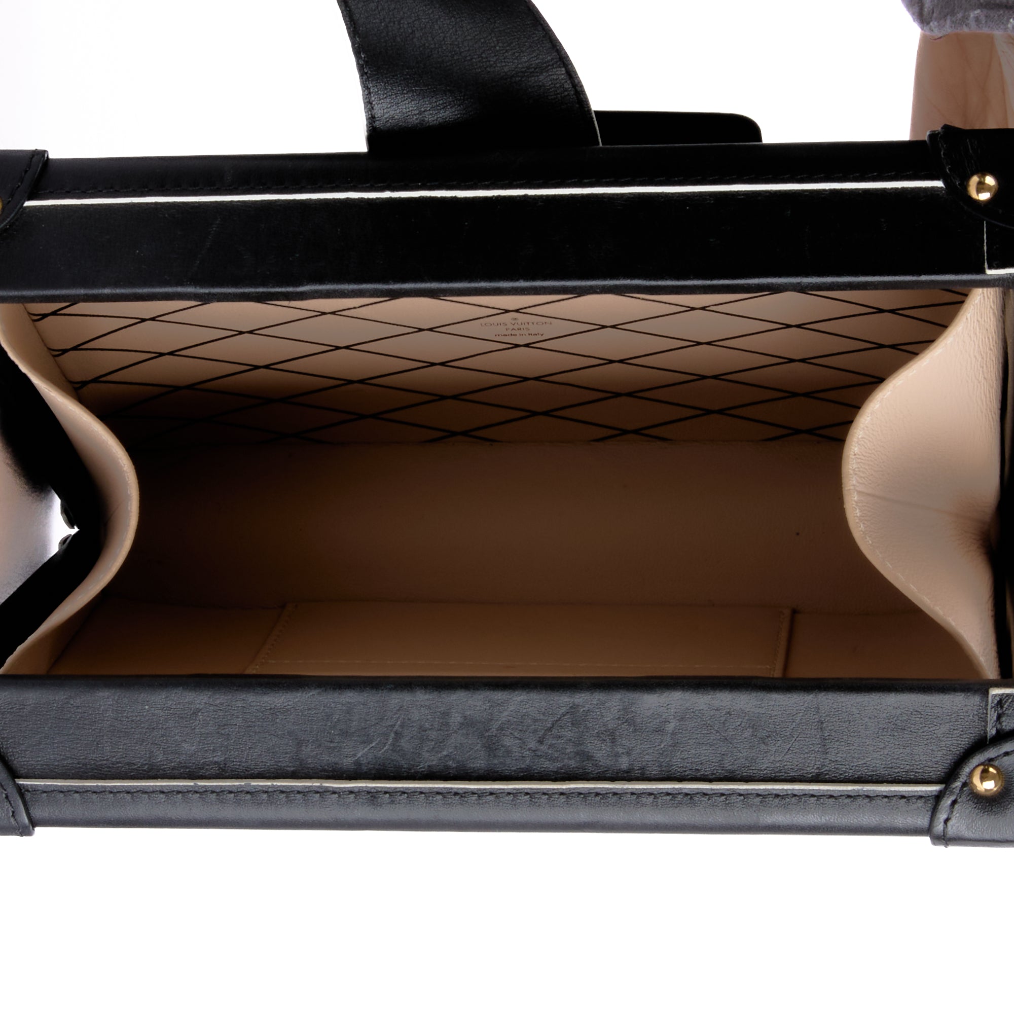 LOUIS VUITTON - Sac à main Petite Malle Édition Limitée Cuir Noir et Doré - Hand Bag